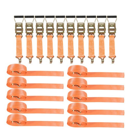 Solid Spare 10pc 1.5"x15' Ft Ratchet Tie Down Cargo Straps J Hooks Heavy Duty Tie Downs NEW