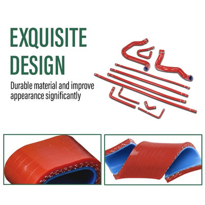 Solid Spare Fit For 88-94 Ford F-Series Bronco 5.0L/5.8L Silicone Radiator Hose Kit Red