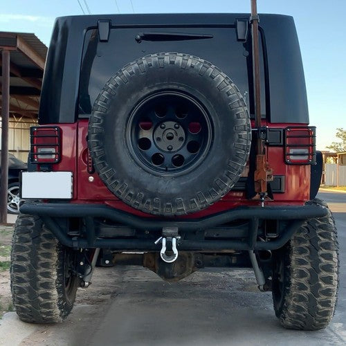 Solid Spare Textured Rear Bumper Guard w/ Receiver Hitch For 2007-2018 Jeep Wrangler JK