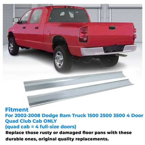 Solid Spare LH&RH Outer Rocker Panels Slip-on For 2002-08 Dodge Ram Pick-Up 4 Door Quad Cab