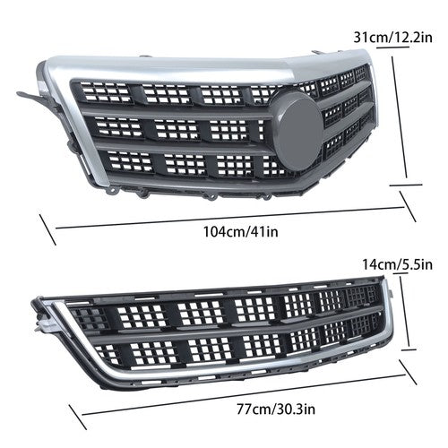Solid Spare 2Pcs Front Upper Grille + Lower Grille Plastic For Cadillac ATS 2013-2014 Chrome
