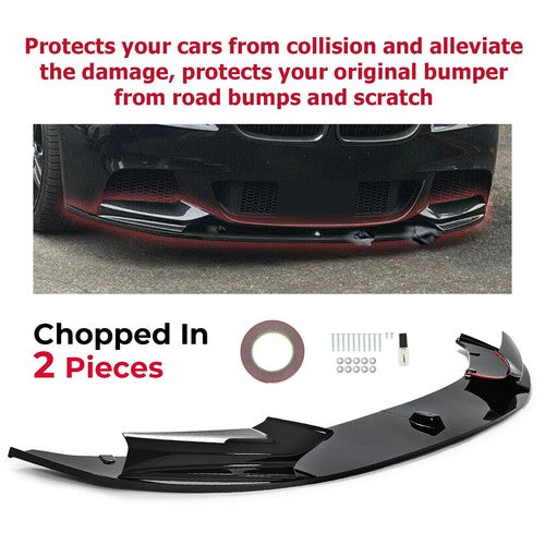 Solid Spare Front Bumper Lip Spoiler Splitter For 11-16 BMW F10 5 Series M Sport Gloss Black