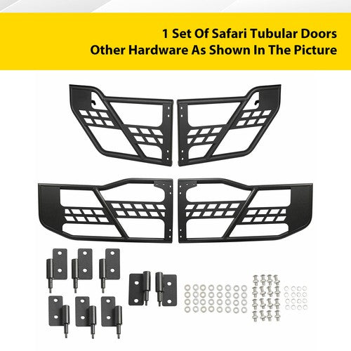Solid Spare For Jeep Wrangler JK 07-18 4DR Textured Tube Safari Tubular Doors Front & Rear