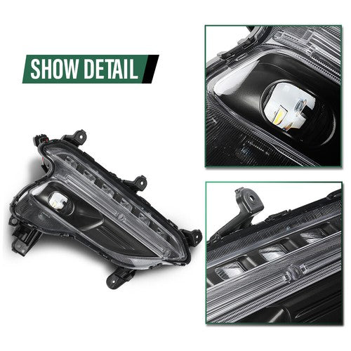 Solid Spare Fit For Hyundai Santa Fe Sport 2017-2018 Front Fog Lights Daytime Running Lamps