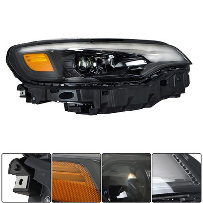 Solid Spare For Jeep Cheroke 2019-2022 Headlight Right/Passenger Side Single Clear Lens LED