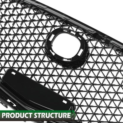 Solid Spare Front Bumper Upper Honeycomb Grille Grill Black Fit For 2017-2018 Mazda 3 Axela