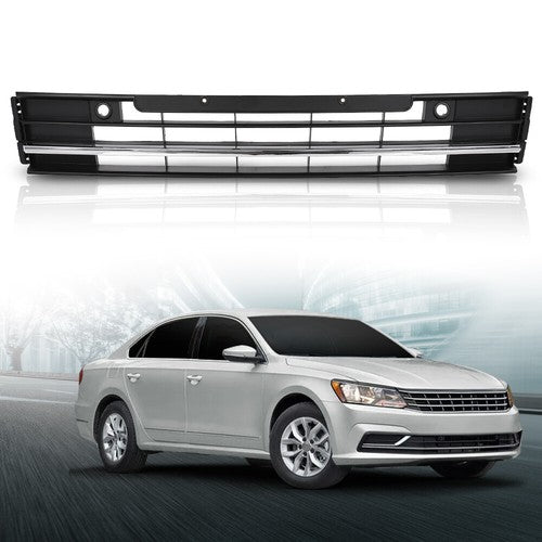 Solid Spare Fit For 2016-2019 VW Passat Front Bumper Lower Grille W/chrome w/ Sensor Hole
