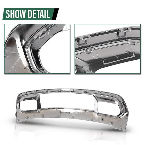 Solid Spare Front Lower Grille & Bumper Grill Bezel Chrome Fit For 17-22 Jeep Grand Cherokee