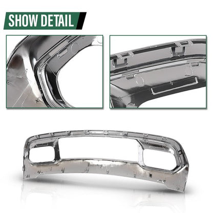 Solid Spare Front Lower Grille & Bumper Grill Bezel Chrome Fit For 17-22 Jeep Grand Cherokee