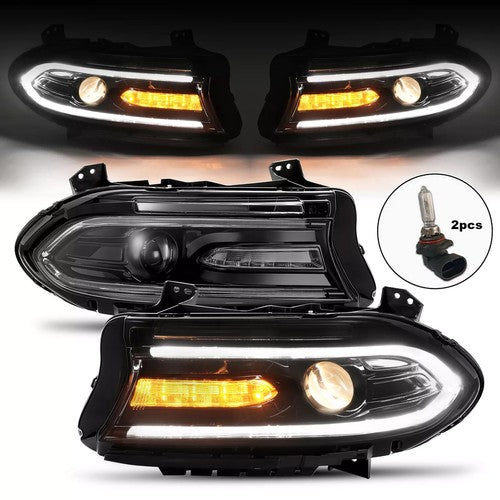 Solid Spare Pair LED DRL Projector Headlights Assemblies For Dodge Charger 2015-2023 LH+RH