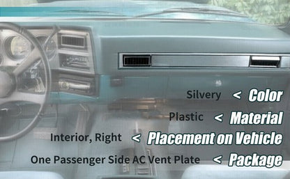 Solid Spare For 1981-1991 Chevy Silverado Pickup Blazer Suburban Dash AC Vent Plate Brushed