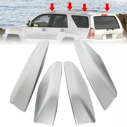 Solid Spare 4PCS Silver Roof Rack Rail End Cover Shell Cap For Toyota 4Runner N210 2003-2009