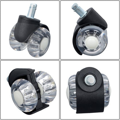 Solid Spare 2 INCH Heavy Duty Office Chair Caster Rubber 360° Swivel Wheels Replacement Set