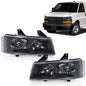 Solid Spare Fit For 2003-2023 Chevrolet Express GMC Savana Van Left+Right Headlights Black