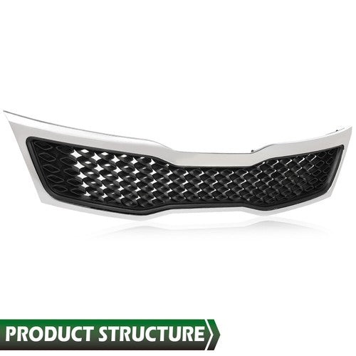 Solid Spare Fit For 2011-2013 Kia Optima Front Bumper Lower Grille Grill w/ Chrome Trim