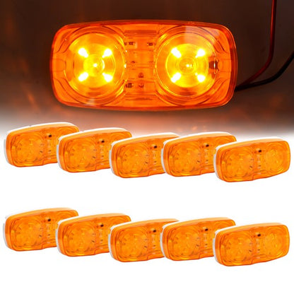 Solid Spare 10X Trailer Amber Marker LED Light Double Bullseye 10 Diodes Clearance Light