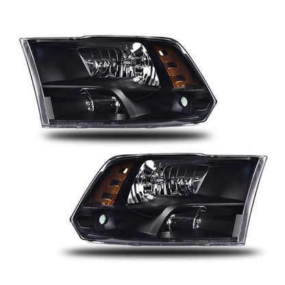Solid Spare Black Housing Headlights Assembly For 2009-2018 Dodge Ram 1500 2500 3500 Pair
