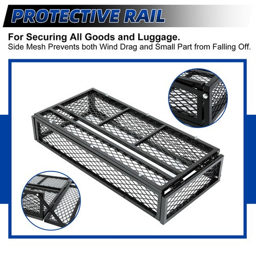 Solid Spare Front+Rear Cargo Basket Universal Luggage Carrier Mesh Rack Black Steel For ATV