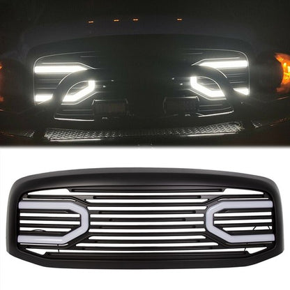Solid Spare For Dodge RAM 2500 3500 1500 06-09 Front Hood Black Big Horn Grille+Shell+Light