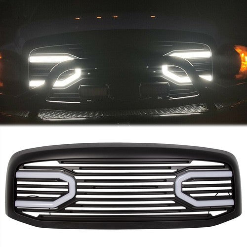 Solid Spare For Dodge RAM 2500 3500 1500 06-09 Front Hood Black Big Horn Grille+Shell+Light