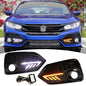 L+R Fog Lights For 2016-2021 Honda Civic Hatchback DRL LED Daytime Running Lamps