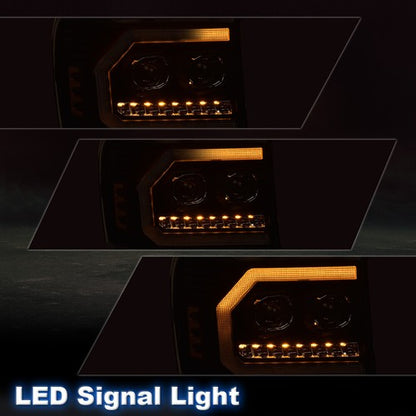 Solid Spare Fit For 07-13 GMC Sierra 1500 2500HD 3500HD LED DRL Projector Headlights