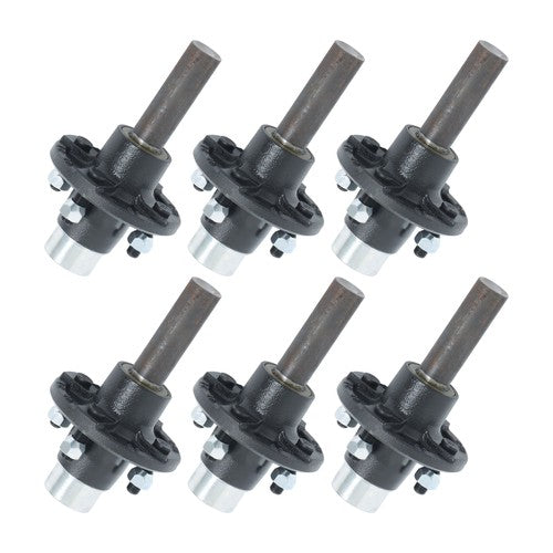 Solid Spare 1" Hub Round BT8 Spindle Trailer Axle Kit W/4 on 4" Bolt Idler 6PK Pre-Assembled