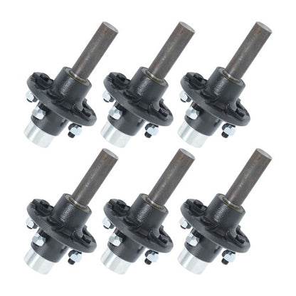 Solid Spare 1" Hub Round BT8 Spindle Trailer Axle Kit W/4 on 4" Bolt Idler 6PK Pre-Assembled
