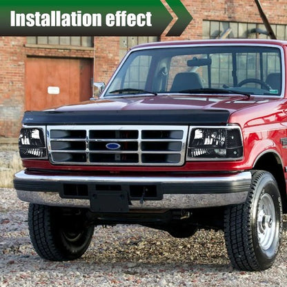 Solid Spare Smoke Lens Chrome Headlights Bumper Lamps Fit For 92-96 F150 F250 F350 Bronco