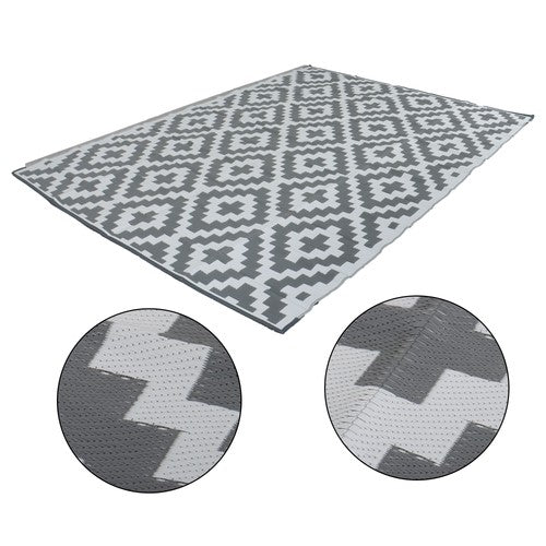 Solid Spare Gray & White 9x12FT Waterproof Plastic Straw Rug For Camping Outdoor Carpet
