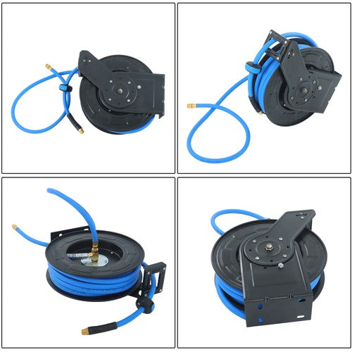 Solid Spare 1/2" x 50' Max 300PSI Premium Rubber Hose, Heavy Duty Steel Air Hose Reel
