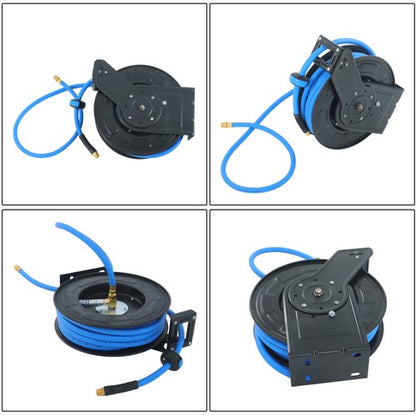 Solid Spare 1/2" x 50' Max 300PSI Premium Rubber Hose, Heavy Duty Steel Air Hose Reel