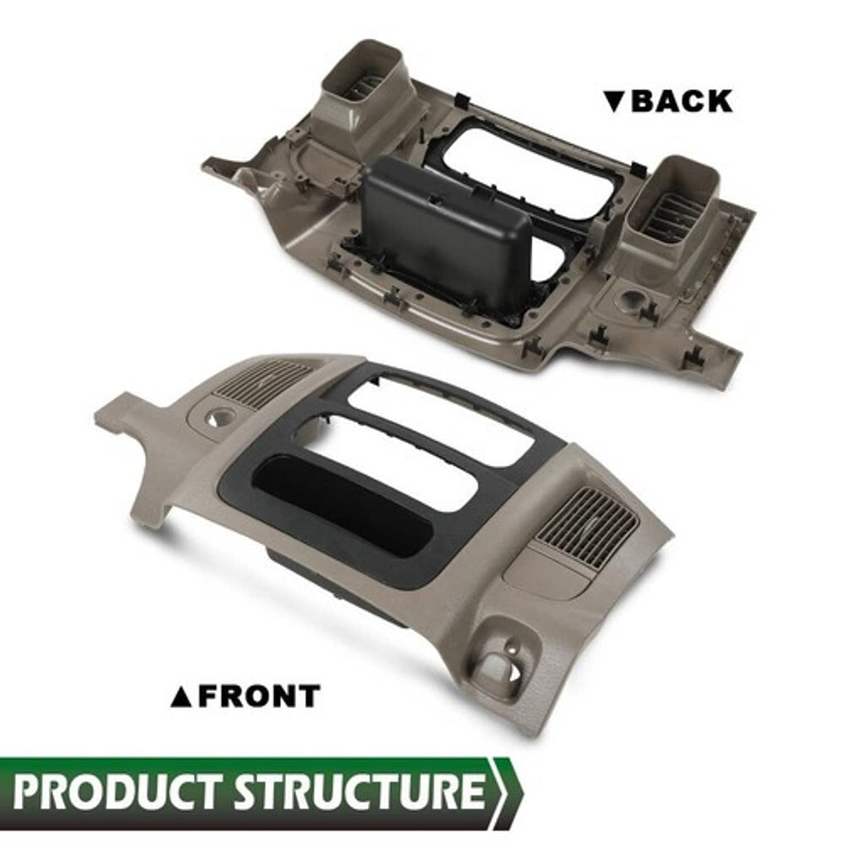 Solid Spare Fit For 02-05 Dodge Ram Dash Radio Bezel Climate Trim Panel Vents Storage Beige