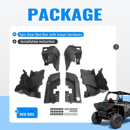 Solid Spare For 2014-2023 Polaris RZR XP Turbo 4 Left+Right Section Textured Rear Bed Box