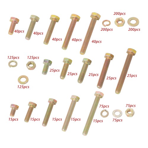 Solid Spare M4 M6 M5 1600PCS Grade 8.8 Bolts and Nuts Flat & Lock Washers Assortment Kit