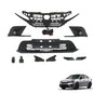 Solid Spare W/Molding Fog Lights Black Plastic Upper Lower Grill Set For Honda Civic 2022-23