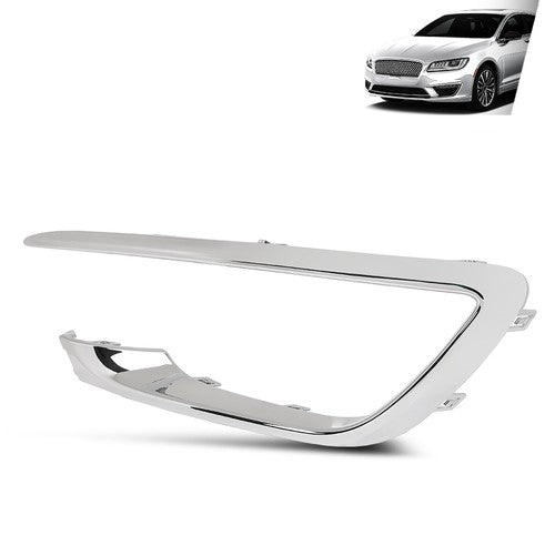 Solid Spare Front Driver Left Side Fog Light Outer Trim Silver Fit For 2017-2020 Lincoln MKZ