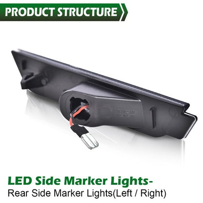 Solid Spare Fit For 10-15 Chevrolet Camaro Clear LED Side Marker Lights Rear Left+Right