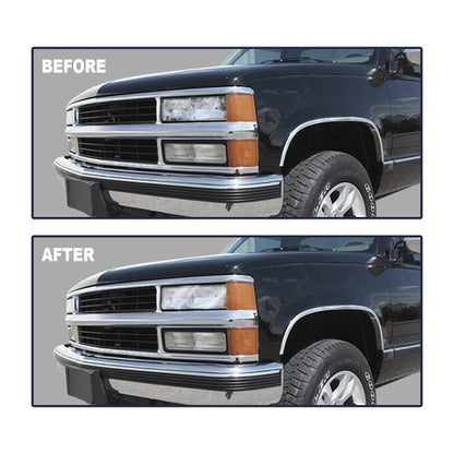 Solid Spare Fit For 1994-1998 GMC C/K Sierra Suburban Headlight Replacement Lens Clear