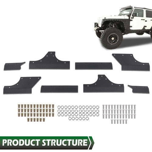 Solid Spare Fit For 2007-2018 Jeep Wrangler JK JKU Door Body Armor Cladding Guards Black