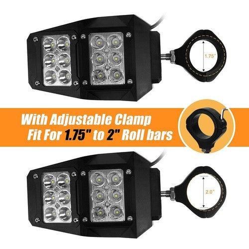 Solid Spare UTV Rear View Side Mirrors W/ LED Spot Lights For Polaris RZR 900 1000