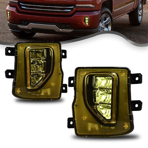 Solid Spare Bumper Lamps+Switch Yellow Fit For 16-18 Chevy Silverado 1500 LED Fog Lights