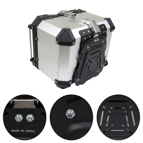 Solid Spare Motorcycle Aluminum Trunk Rear Top Case Luggage Tour Tail Tool Box Lock 45L USA