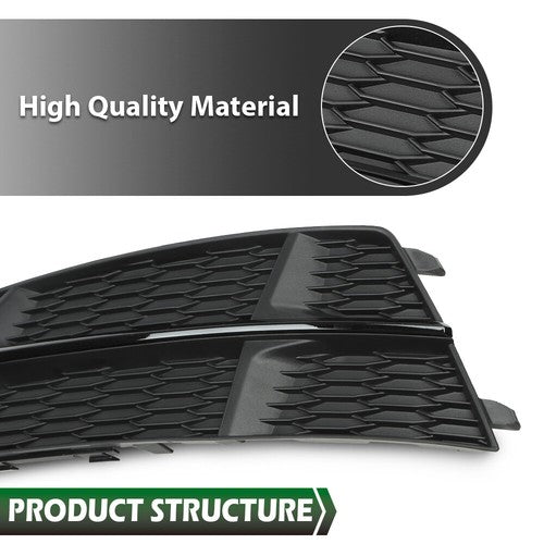 Solid Spare Fit For 2015-2018 Audi A6 C7 S-Line Front Bumper Honeycomb Fog Light Cover Pair