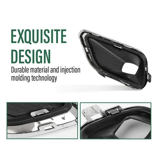 Solid Spare Fit For 2019-2020 Jeep Cherokee Front Bumper Fog Light Cover Bezel Left+Right