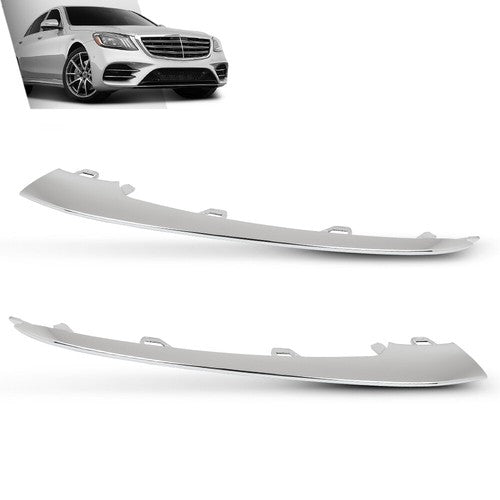 Solid Spare Fit For 18-20 Mercedes-Benz W222 S450/560 Front Bumper Trim Molding Left+Right