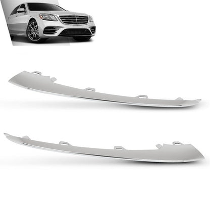 Solid Spare Fit For 18-20 Mercedes-Benz W222 S450/560 Front Bumper Trim Molding Left+Right