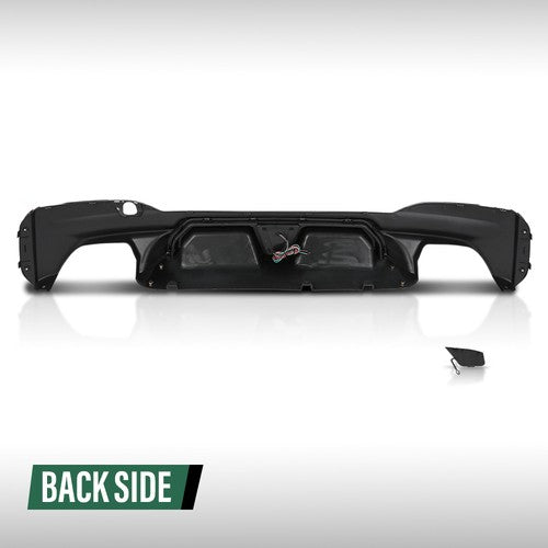 Solid Spare Gloss Black For BMW G30 M Sport 17-23 M5 CS Style Rear Bumper Diffuser W/Red LED