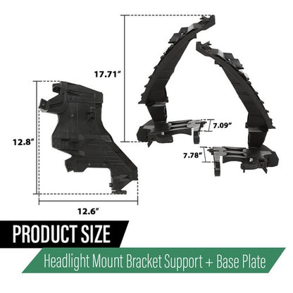 Solid Spare Fit For AUDI A4 B8 08-12 S4 Headlight Mount Bracket Support + Base Plate Kit
