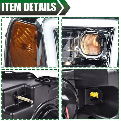 Solid Spare LED DRL Projector Headlight/lamps Chrome/Smoke Fit For 04-08 Ford F-150/Mark LT